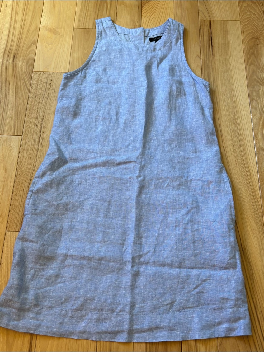 J. Crew Blue Linen Button Back Sleeveless Shift Dress
